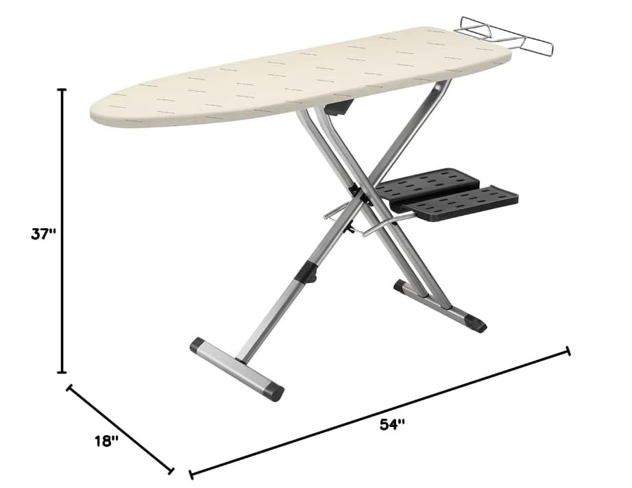 Compact Folding Ironing Board with Hanger Rack – 54” x 18”, 4-Leg Design