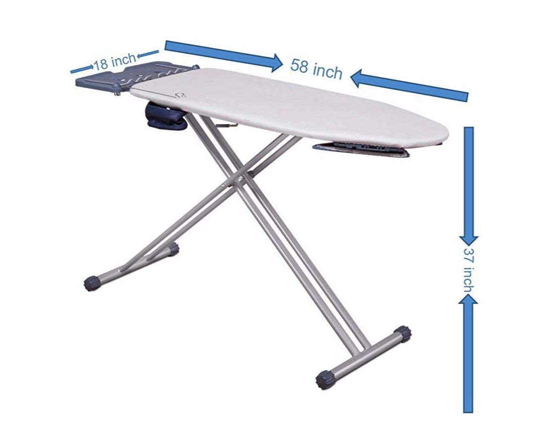 Extra-Wide Ironing Board with Retractable Shoulder Wings & Adjustable Height – Cotton Cover