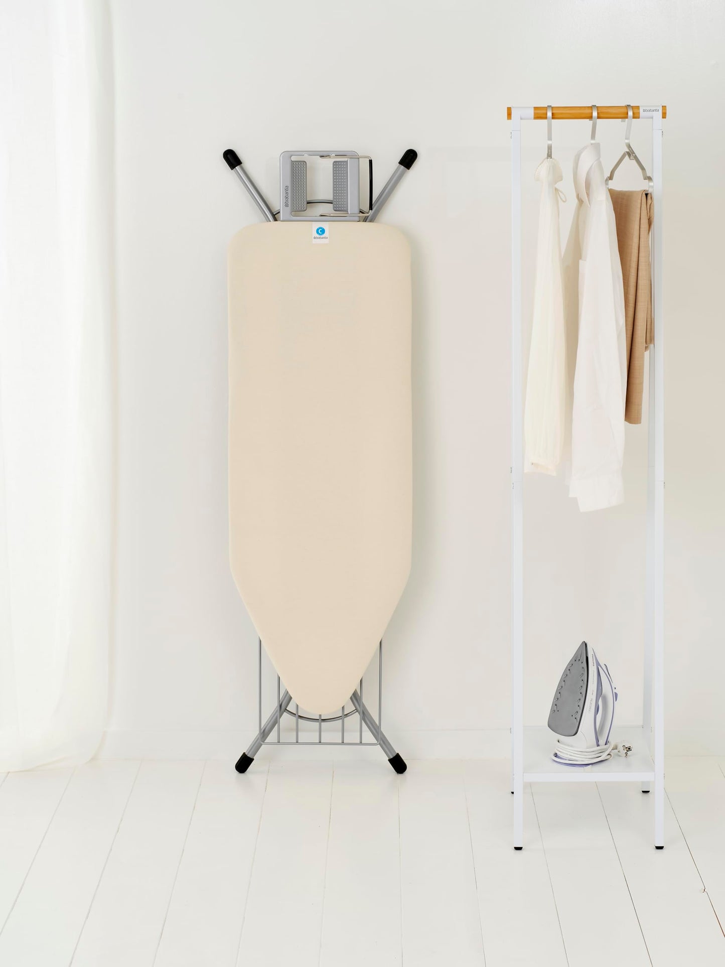 Adjustable Ironing Board with Steam Iron Rest, Linen Rack & Safety Locks – 49” x 18”
