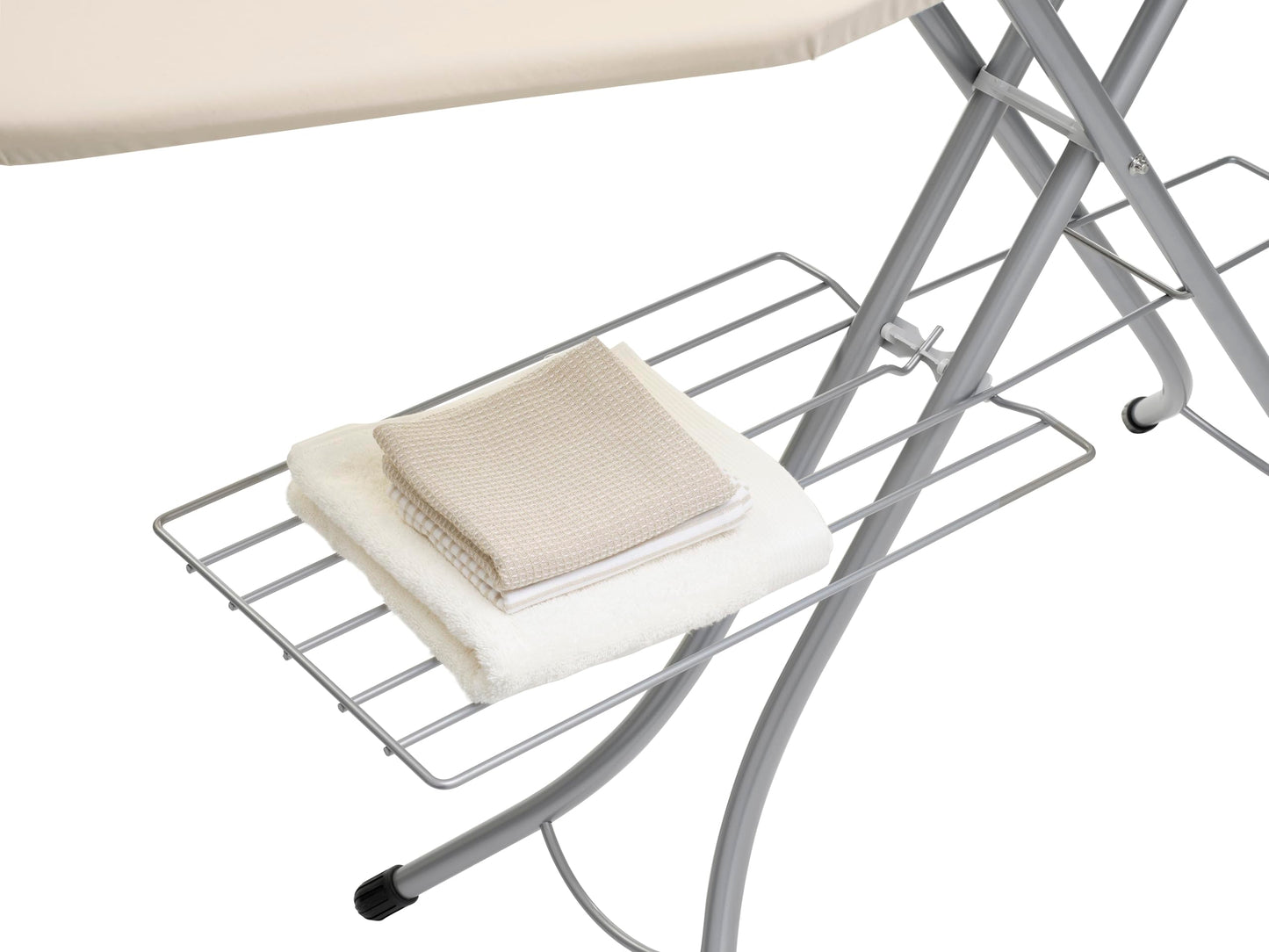 Adjustable Ironing Board with Steam Iron Rest, Linen Rack & Safety Locks – 49” x 18”