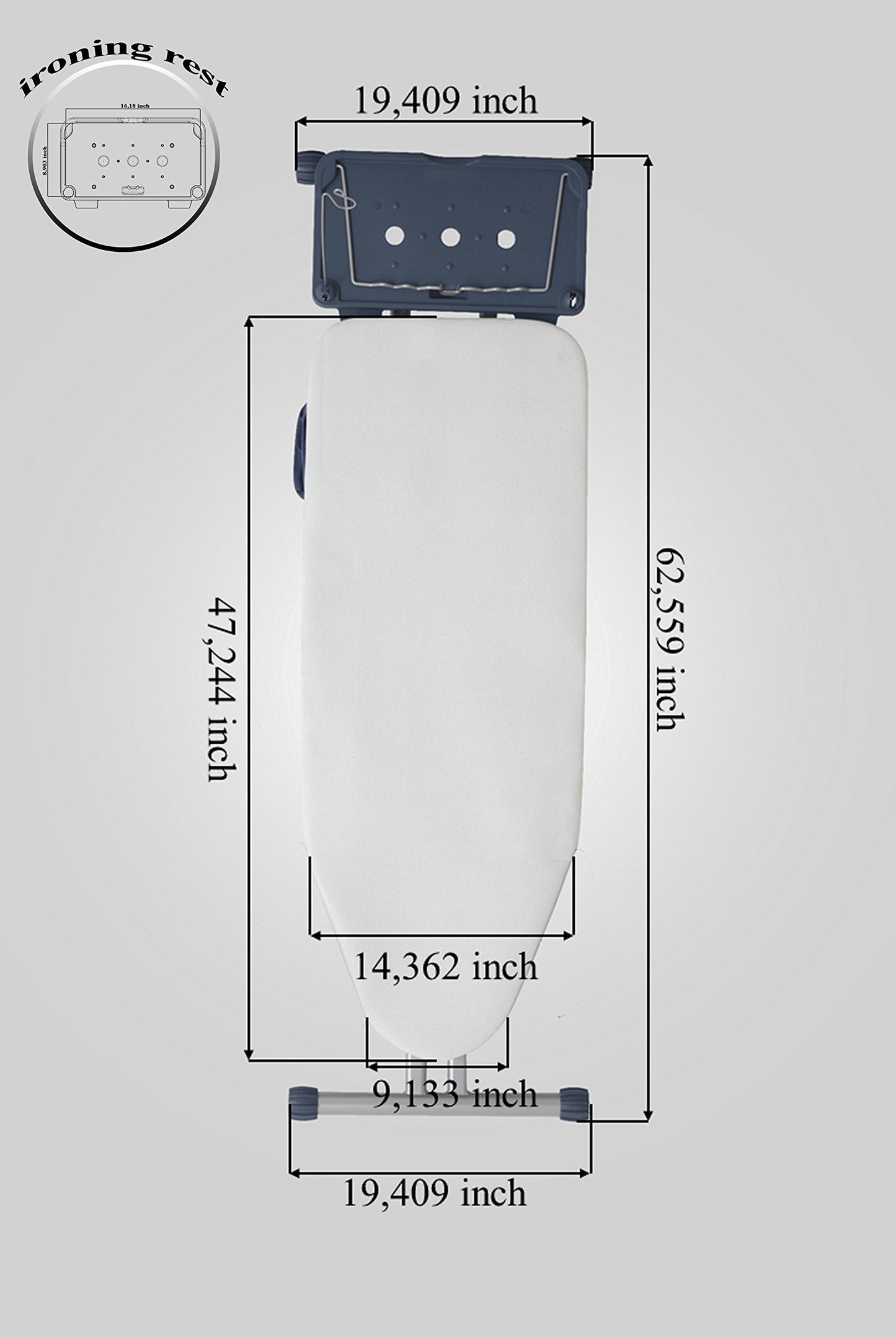 Extra-Wide Ironing Board with Retractable Shoulder Wings & Adjustable Height – Cotton Cover