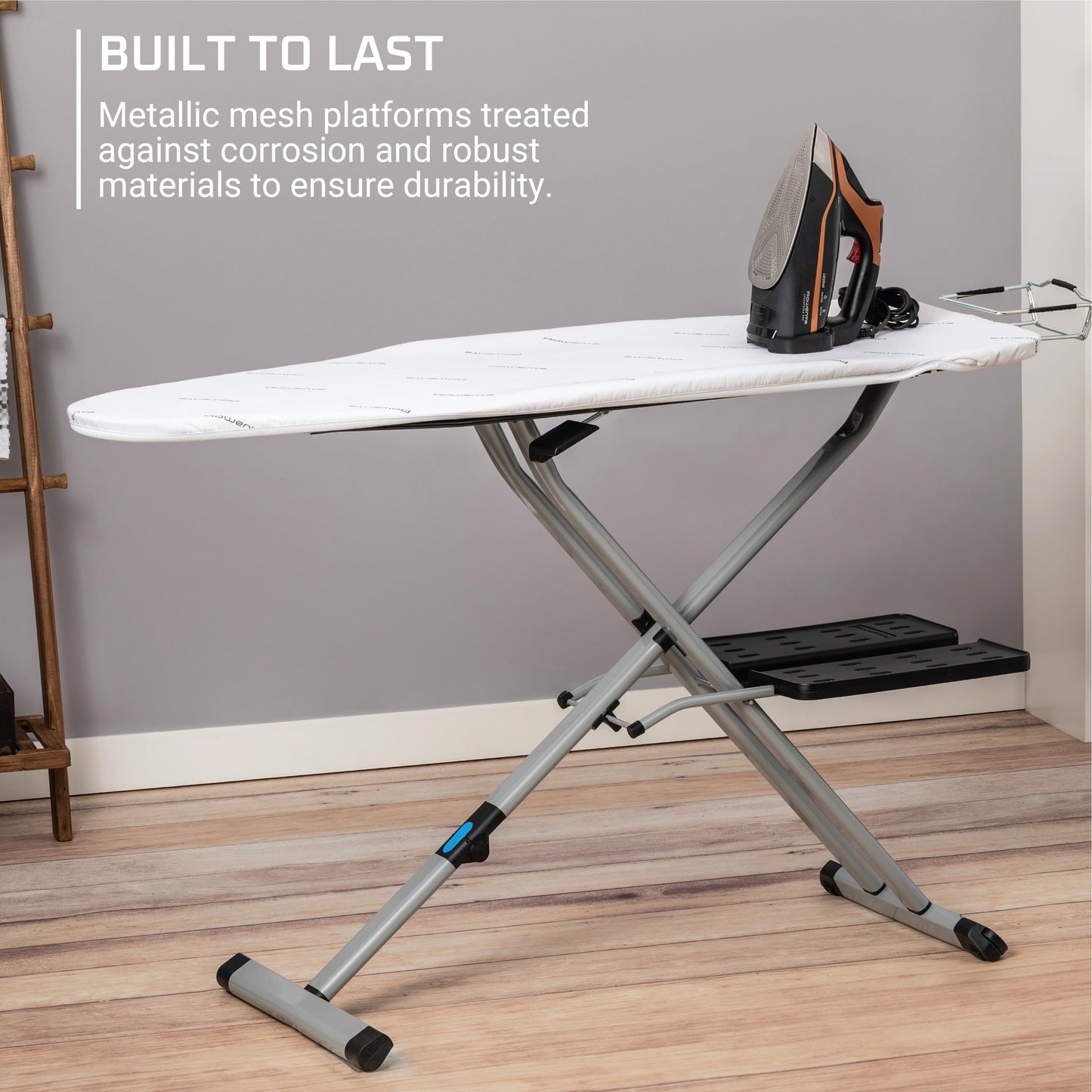 Compact Folding Ironing Board with Hanger Rack – 54” x 18”, 4-Leg Design