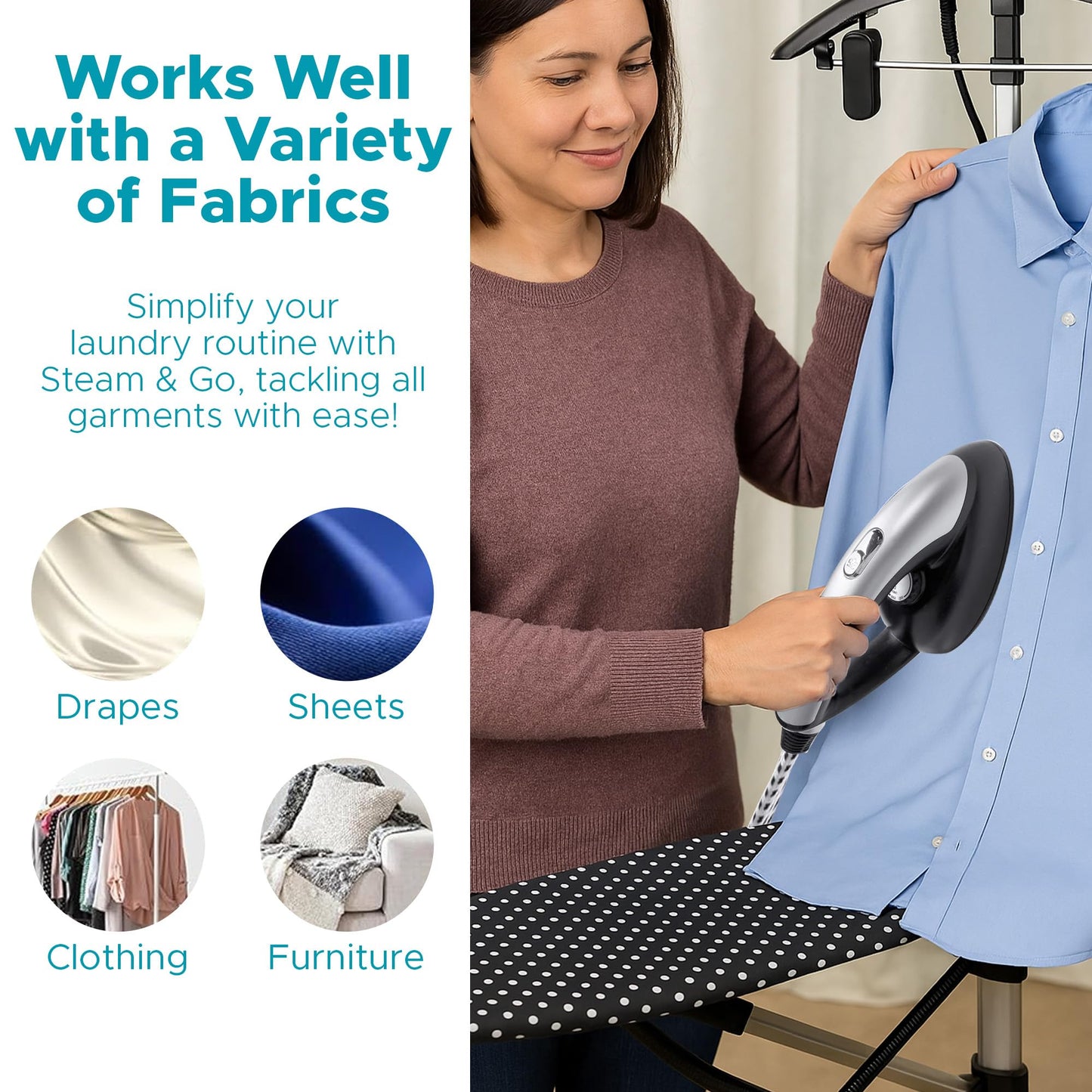 All-in-One Garment Steamer & Iron with Built-In Ironing Board & Clothes Hanger