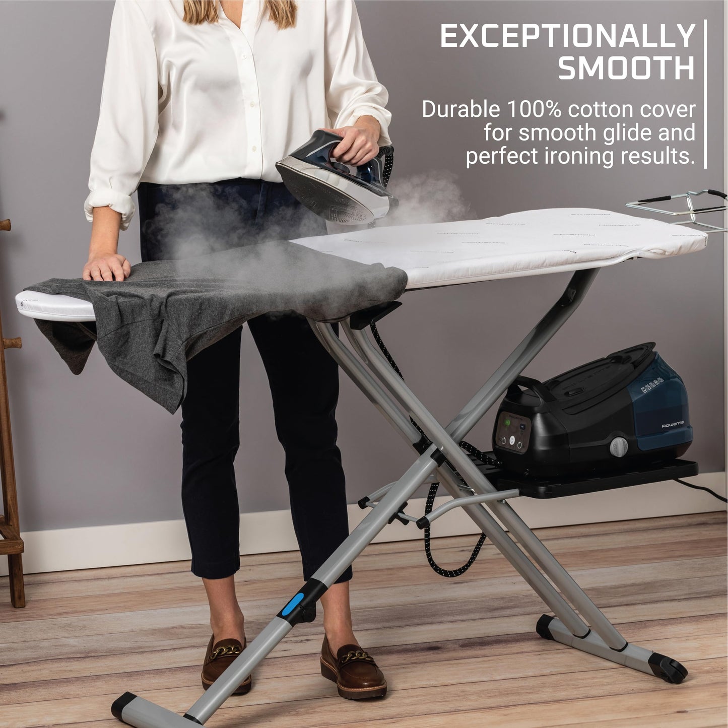 Compact Folding Ironing Board with Hanger Rack – 54” x 18”, 4-Leg Design