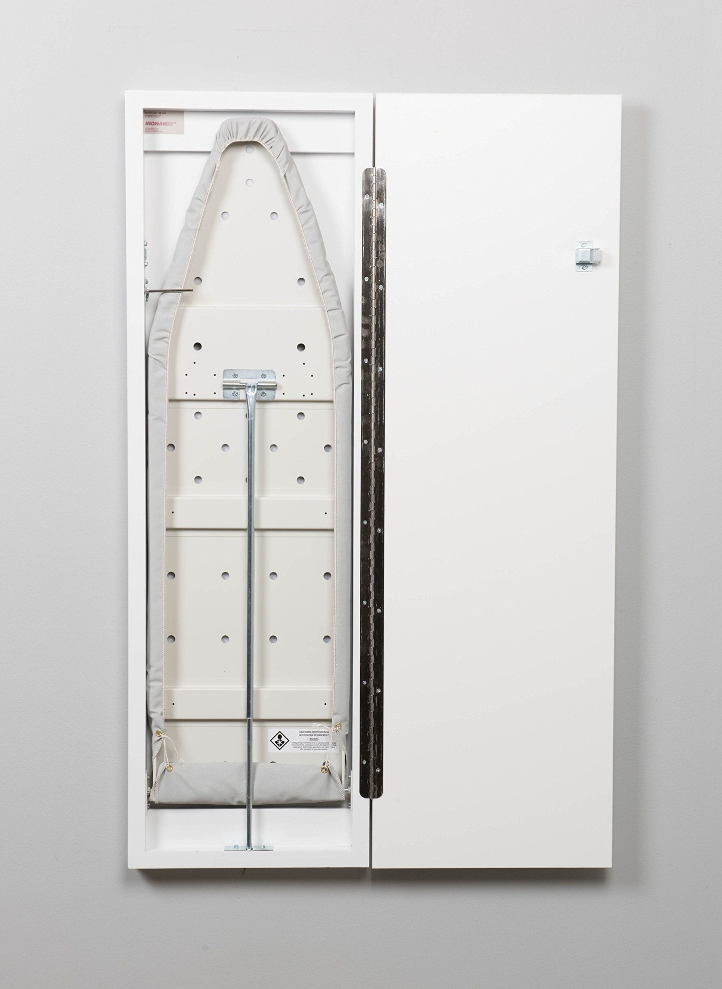 Built-In or Surface-Mount Ironing Center Cabinet with 42” Fold-Out Board – Flat White Door