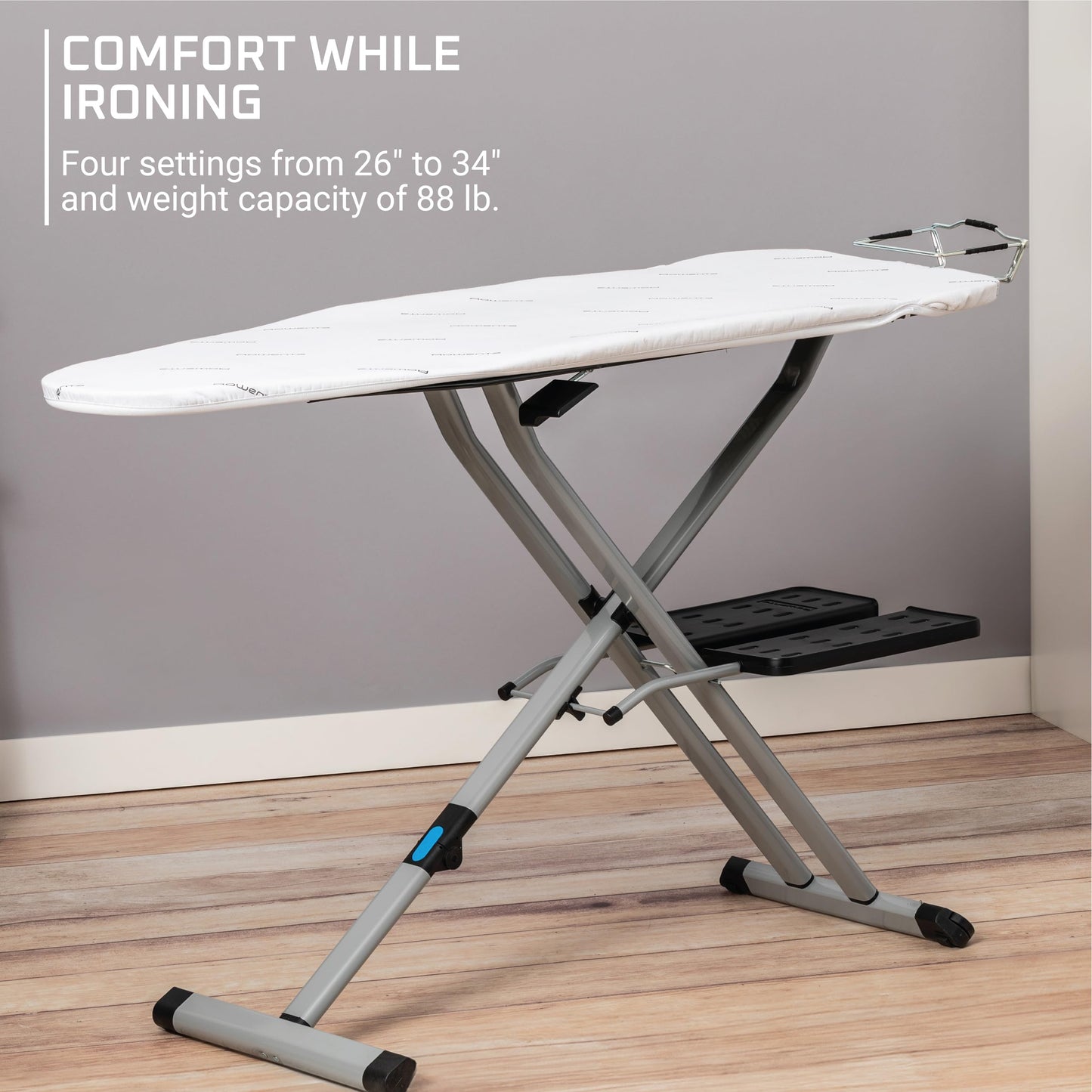 Compact Folding Ironing Board with Hanger Rack – 54” x 18”, 4-Leg Design