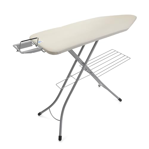 Adjustable Ironing Board with Steam Iron Rest, Linen Rack & Safety Locks – 49” x 18”