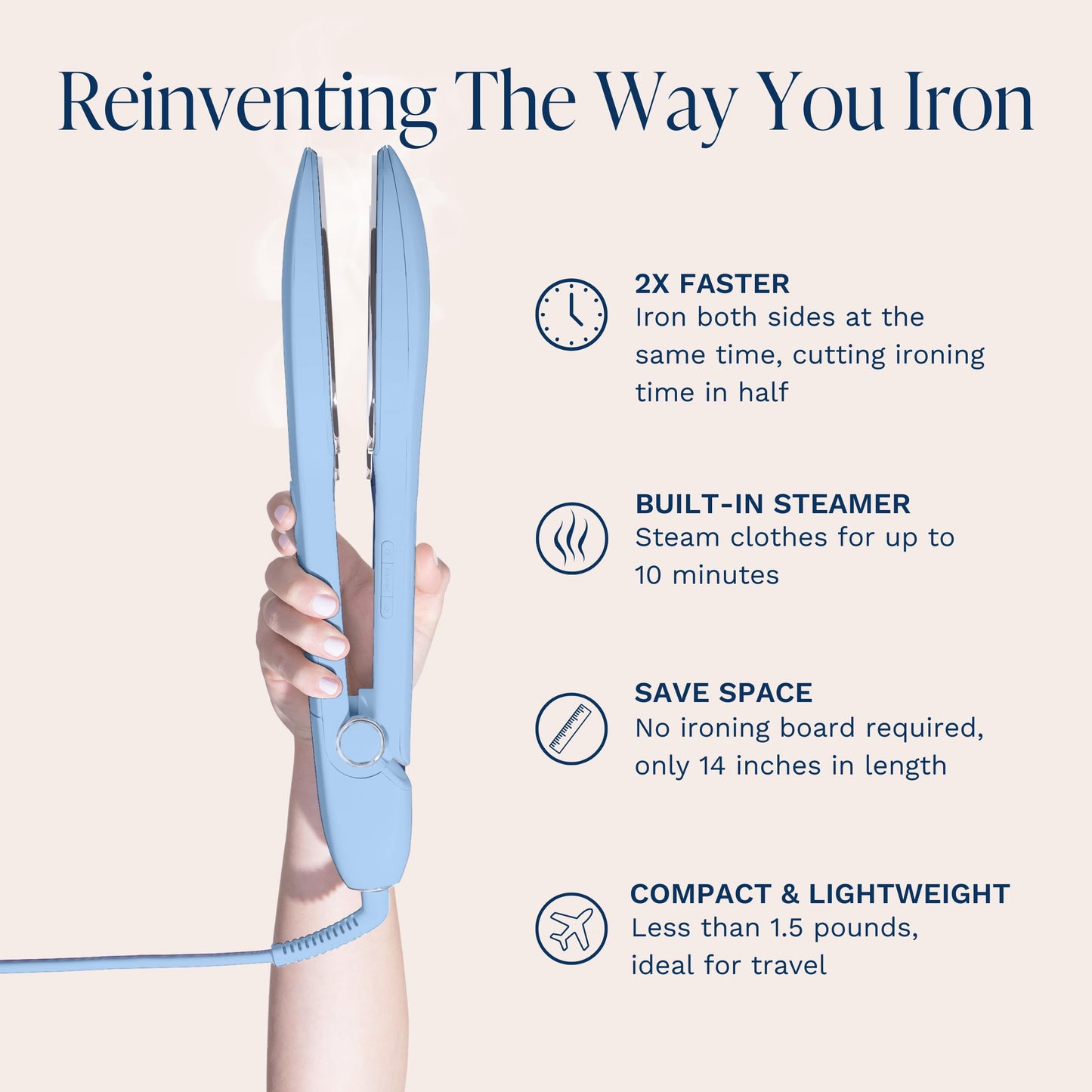 Compact Travel Steam Iron with 6 Fabric Settings – Handheld & Easy to Use