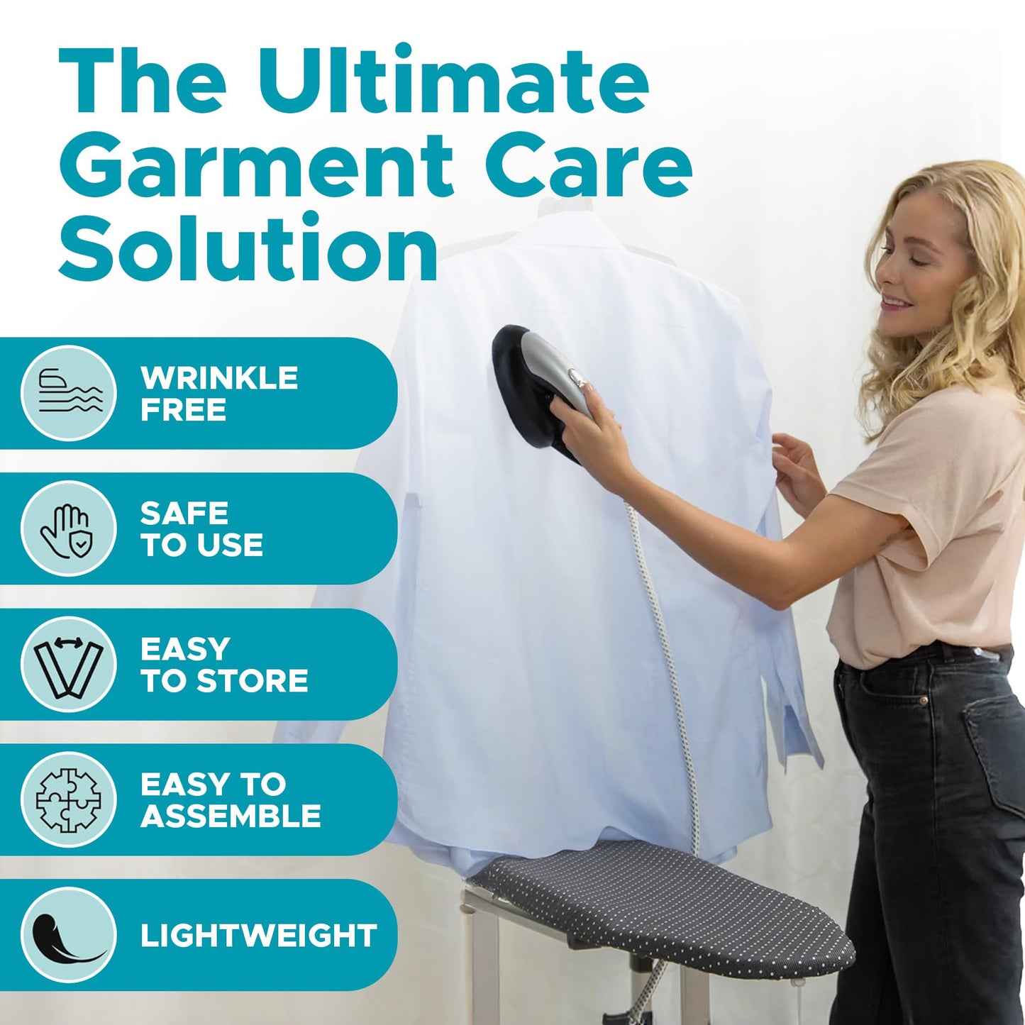 All-in-One Garment Steamer & Iron with Built-In Ironing Board & Clothes Hanger