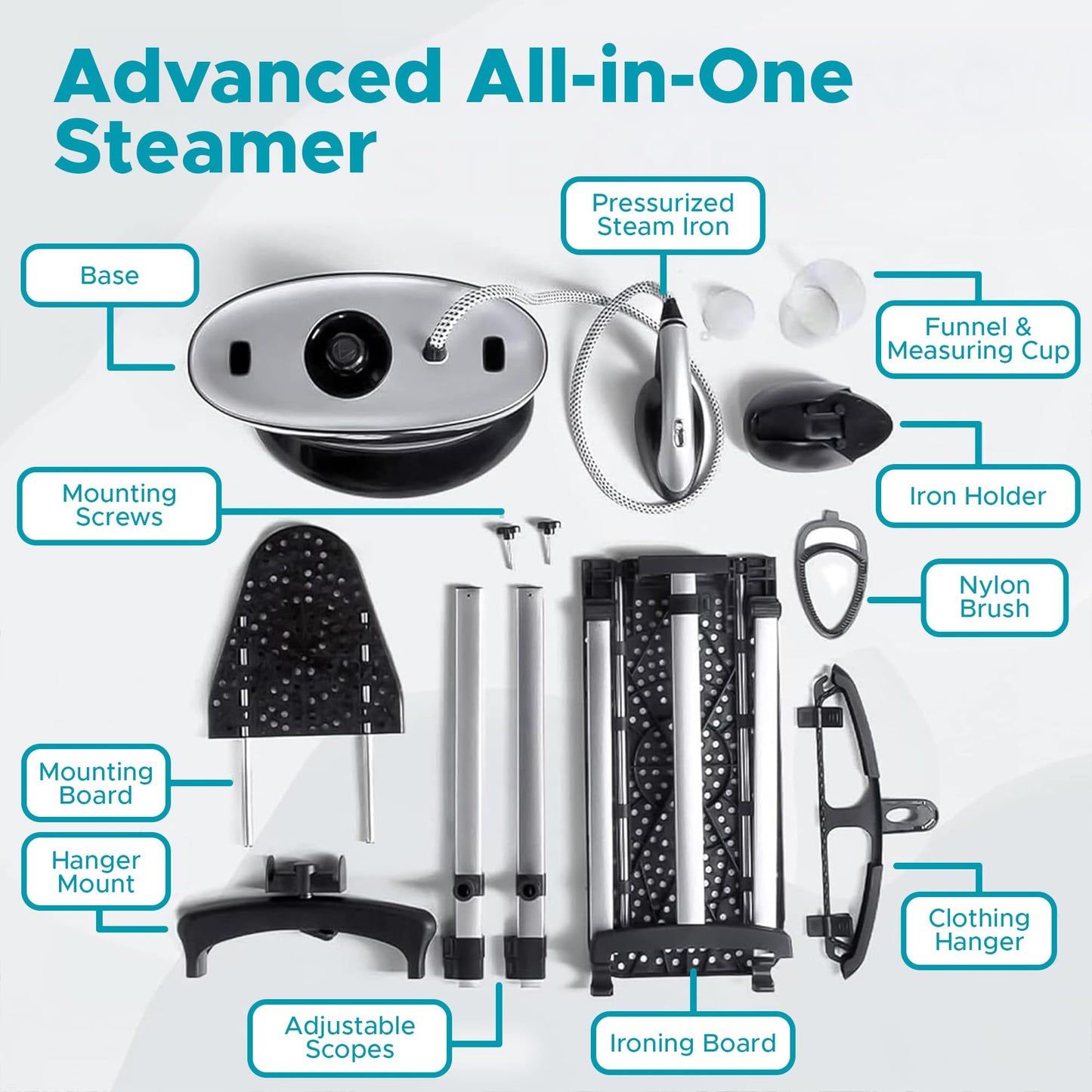 All-in-One Garment Steamer & Iron with Built-In Ironing Board & Clothes Hanger